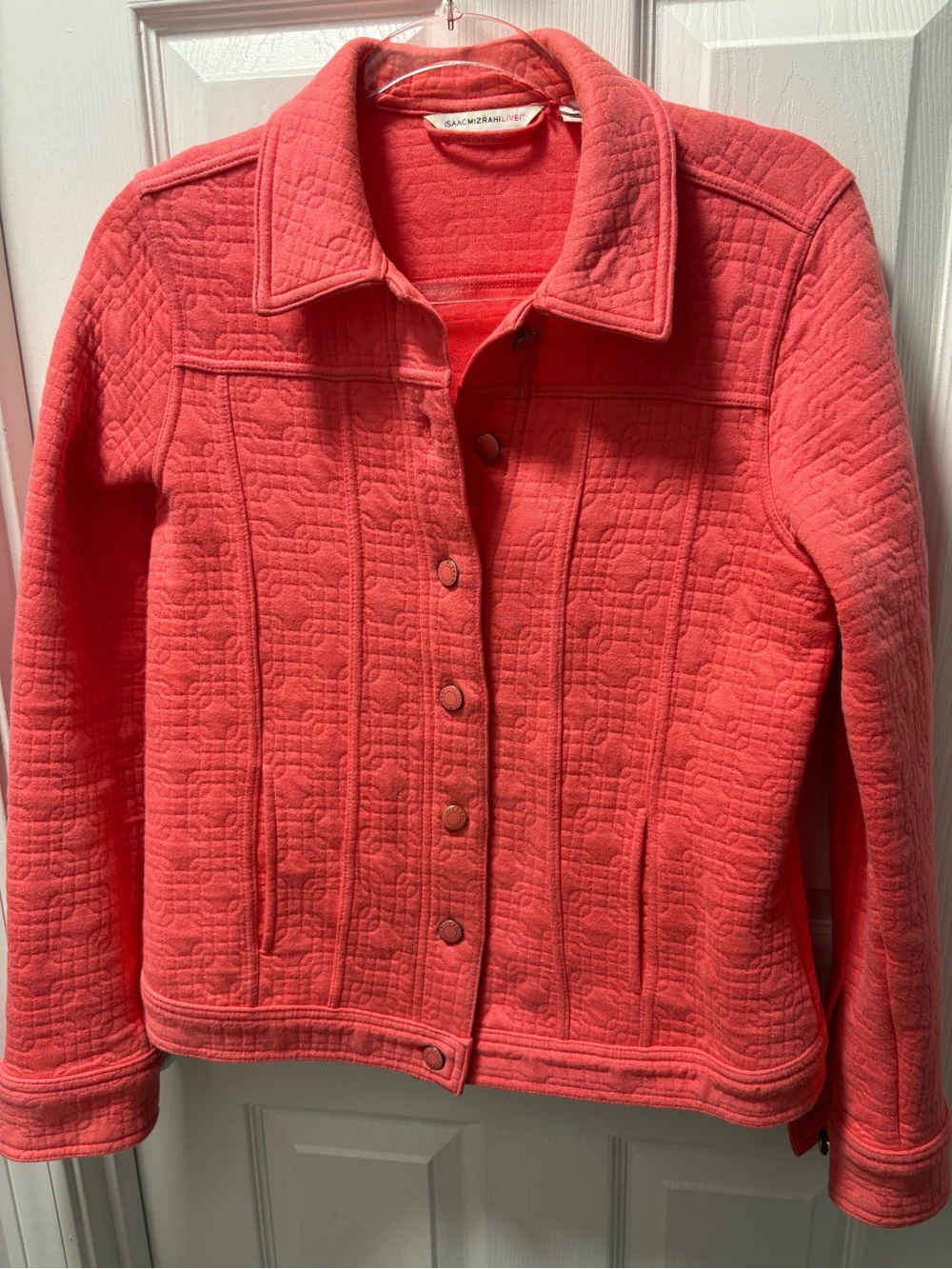 Isaac Mizrahi Coral Pink Quilted Button-Front Jacket